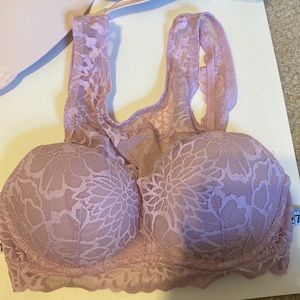 XS “PINK” BraletteLacey Pale Pink Bra Mesh Chest above cups Slip/Pull-Over Head